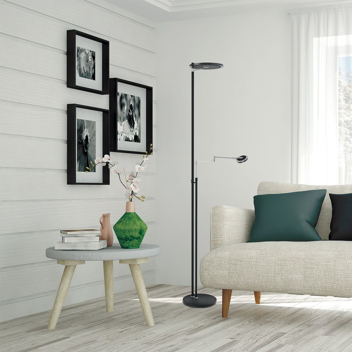 Vloerlamp Turound 2663ZW Zwart lees arm