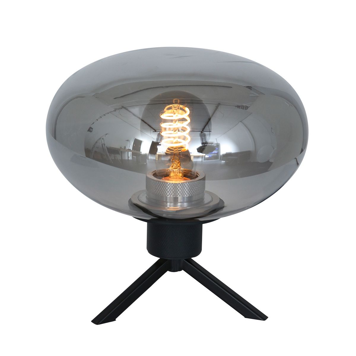 Tafellamp Reflexion 2681ZW zwarte lamp met smoke glas