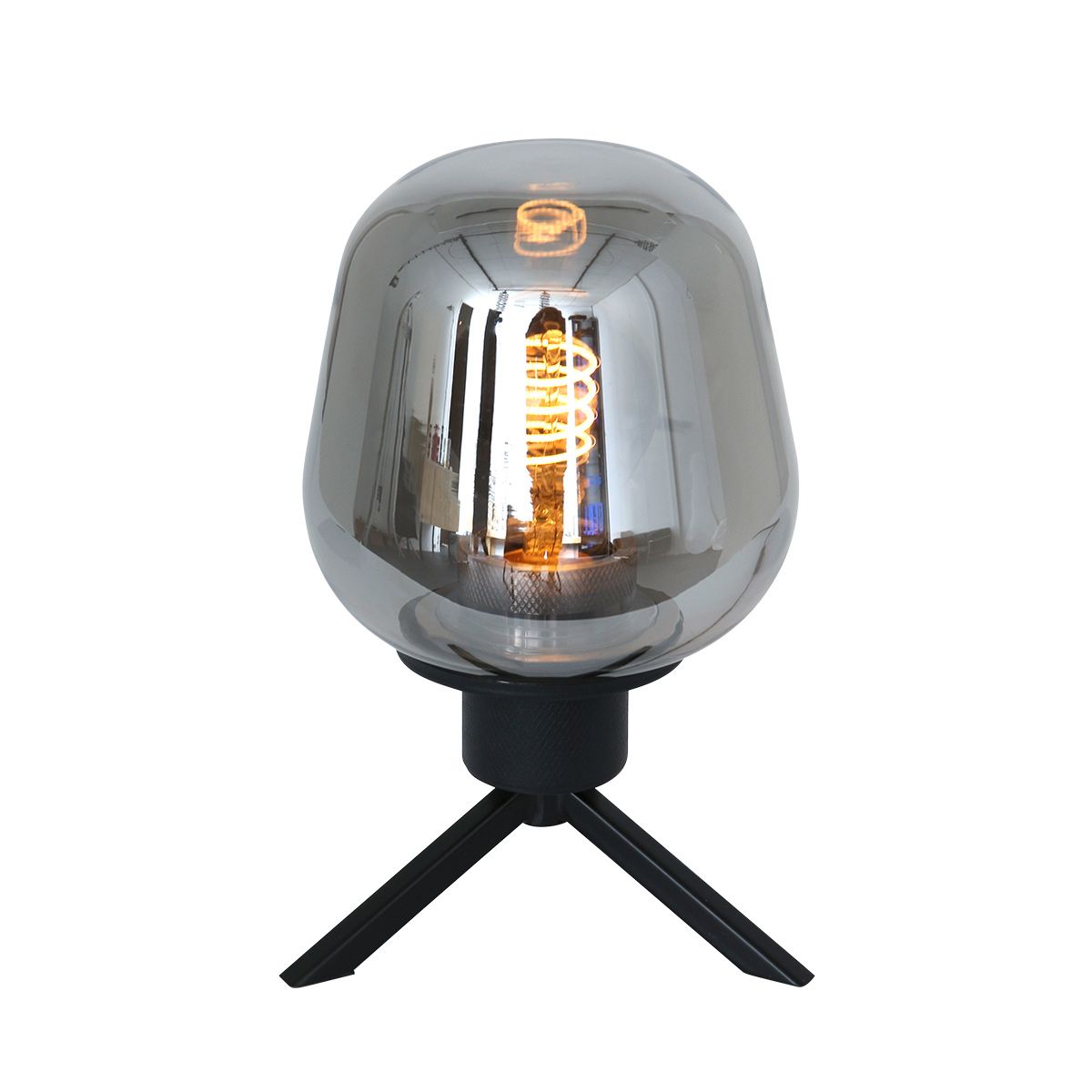 Tafellamp Reflexion 2683ZW zwarte lamp met smoke glas