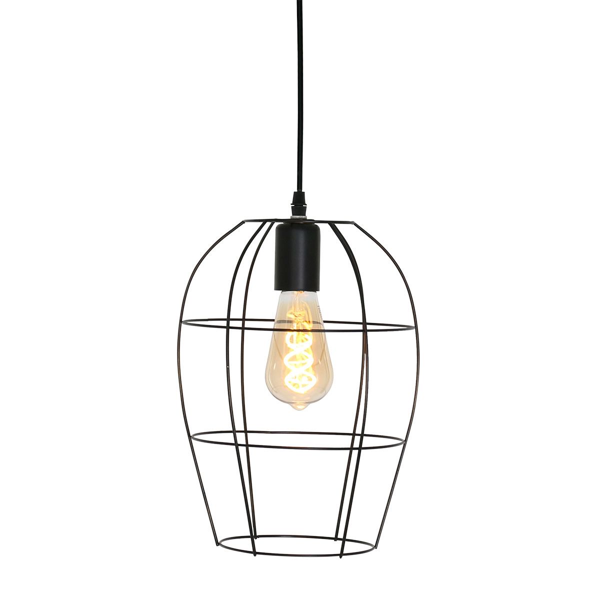 Hanglamp Minimalics 2705ZW Zwart – Stijlvol open design met E27 fitting