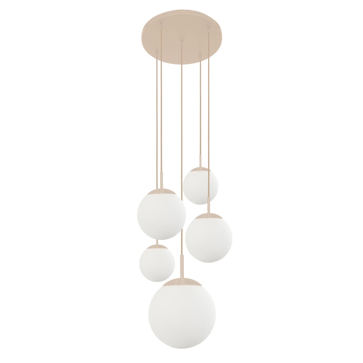Hanglamp Bollique 2730CR crème 5 lichts designlamp met mat wit glas