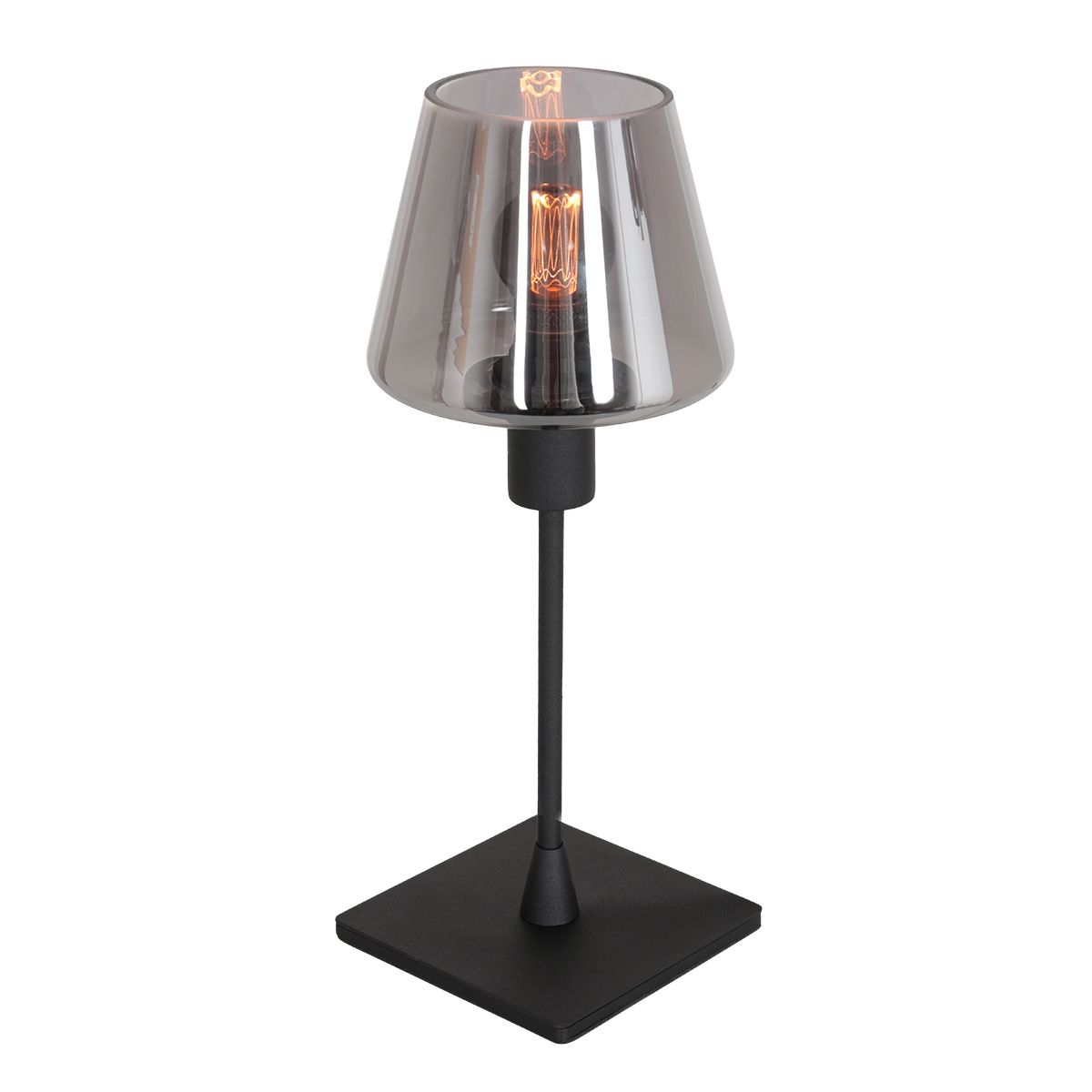 Tafellamp Ancilla 3102ZW zwart touch on/off met smoke glas