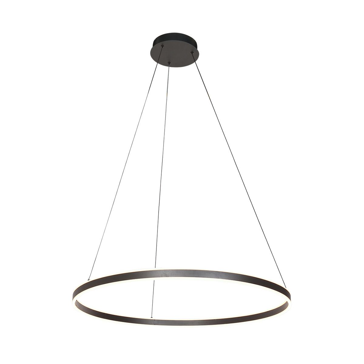 Hanglamp Ringlux 3675ZW zwarte hanglamp met LED ring Ø80