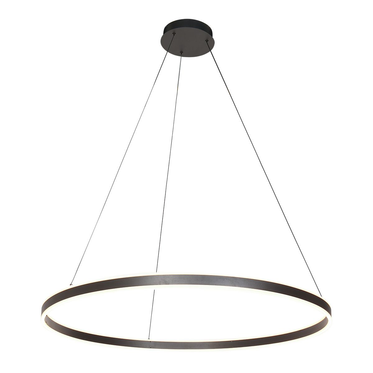 Hanglamp Ringlux 3676ZW zwarte hanglamp met LED ring Ø100