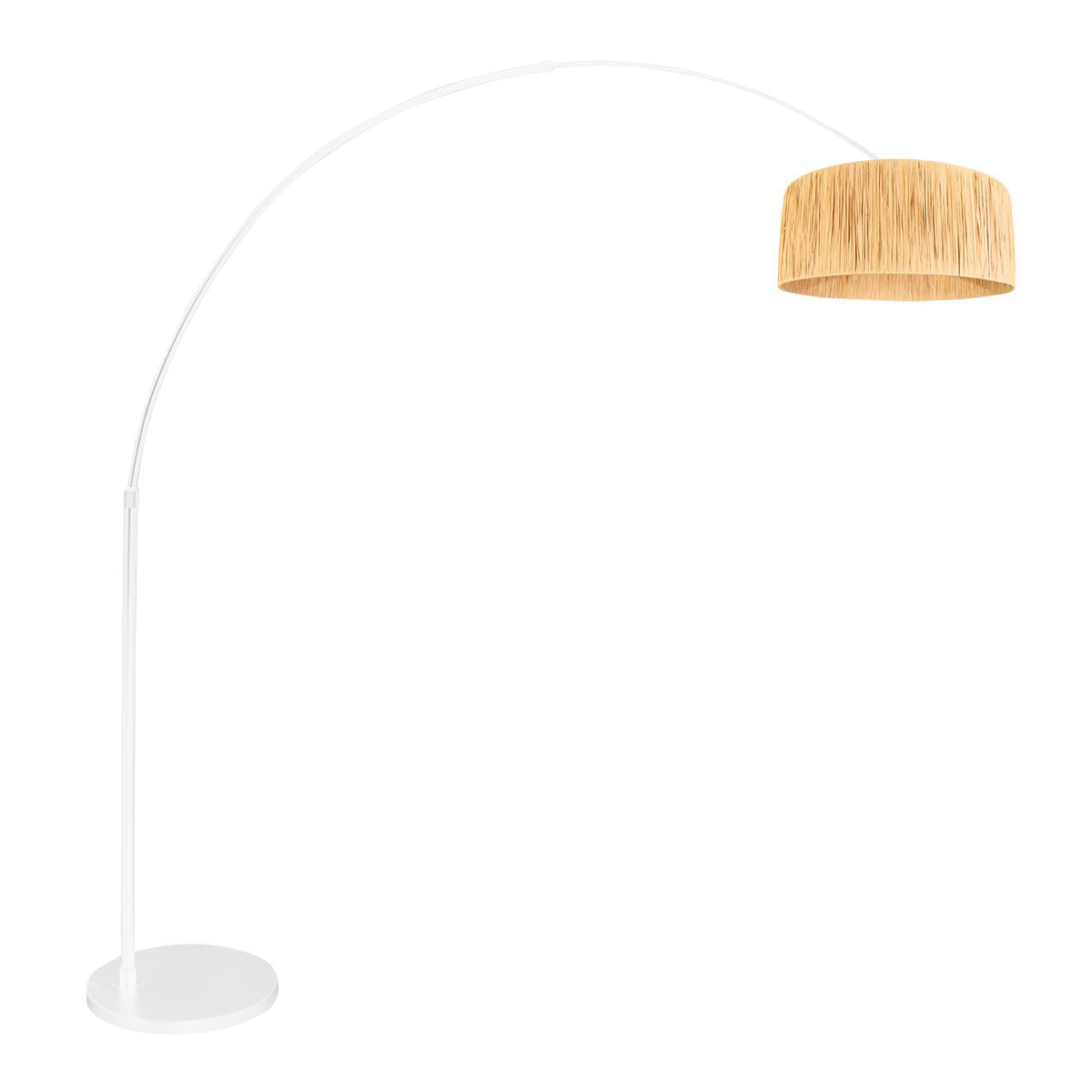 Witte vloerlamp / booglamp Sparkled Light 3785W met naturel gras kap