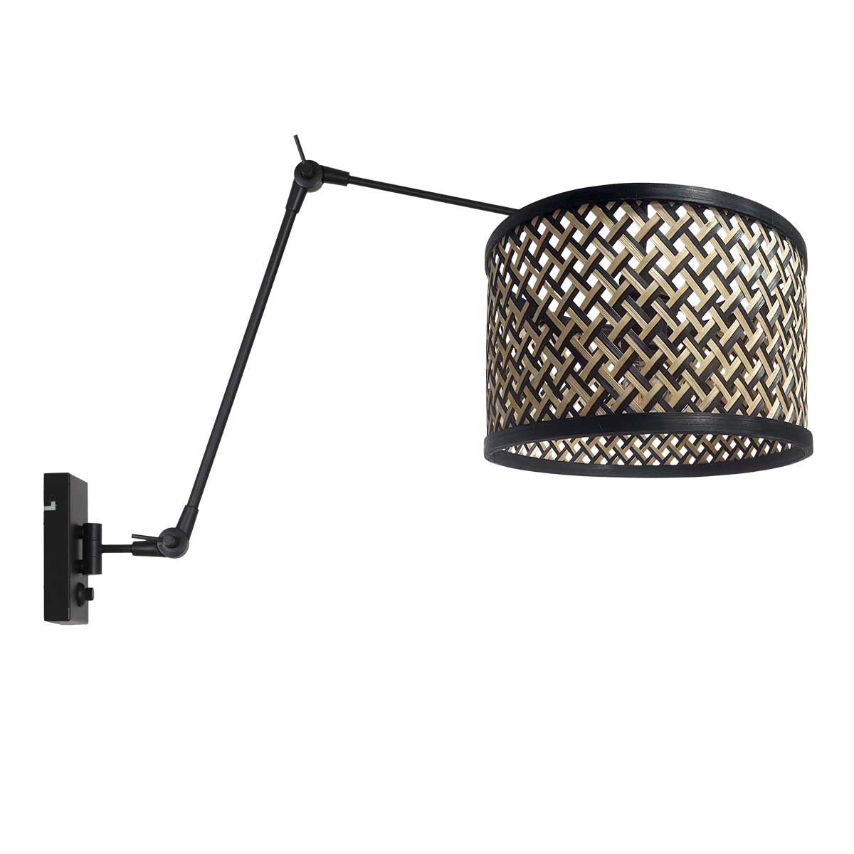 Wandlamp Prestige Chic 3794ZW met bamboe kap naturel/zwart