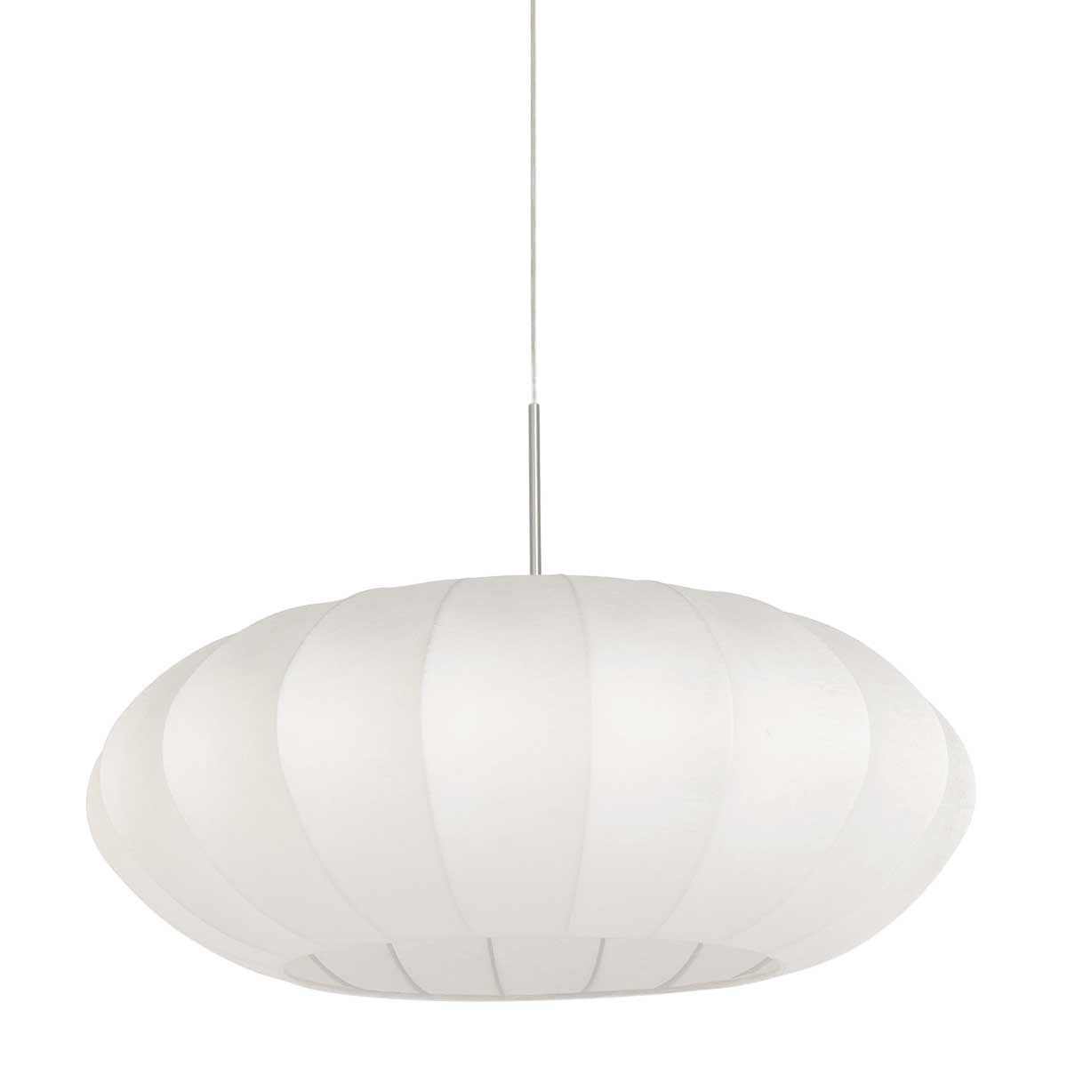 Hanglamp Luma Nola 3808ST staal met witte zijden kap