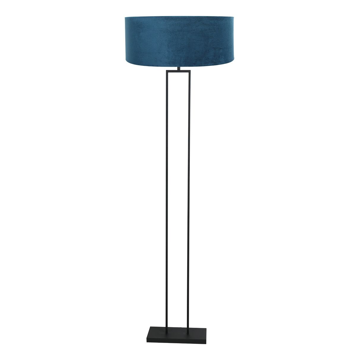 Zwarte vloerlamp Stang 3854ZW met blauwe velours kap Ø50