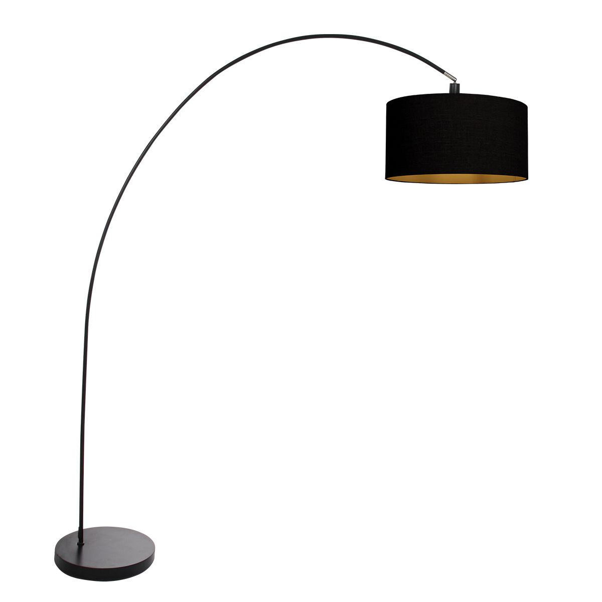 Zwarte booglamp / vloerlamp Solva 3902ZW met zwart linnen kap