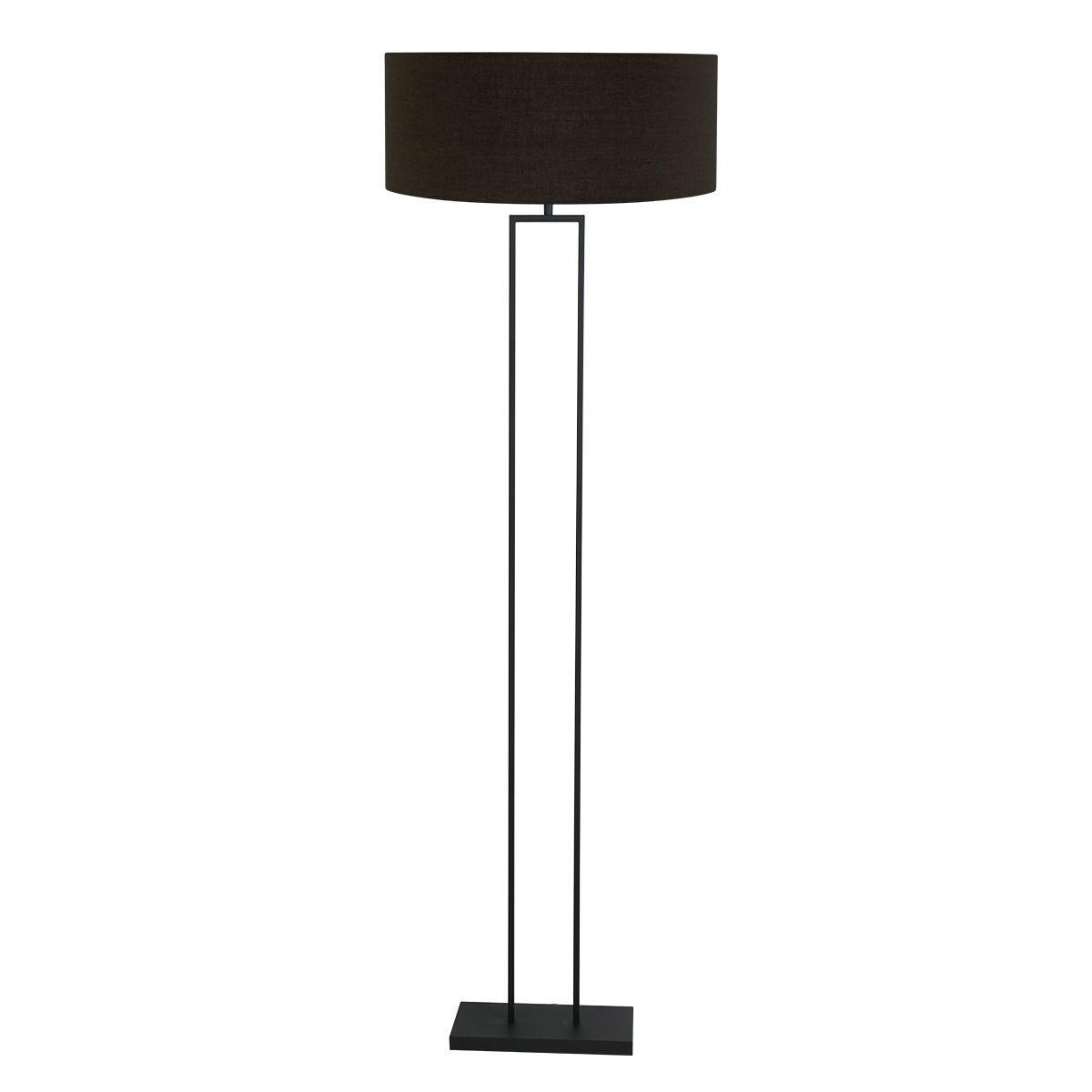 Zwarte vloerlamp Stang 3962ZW met zwart linnen kap Ø50