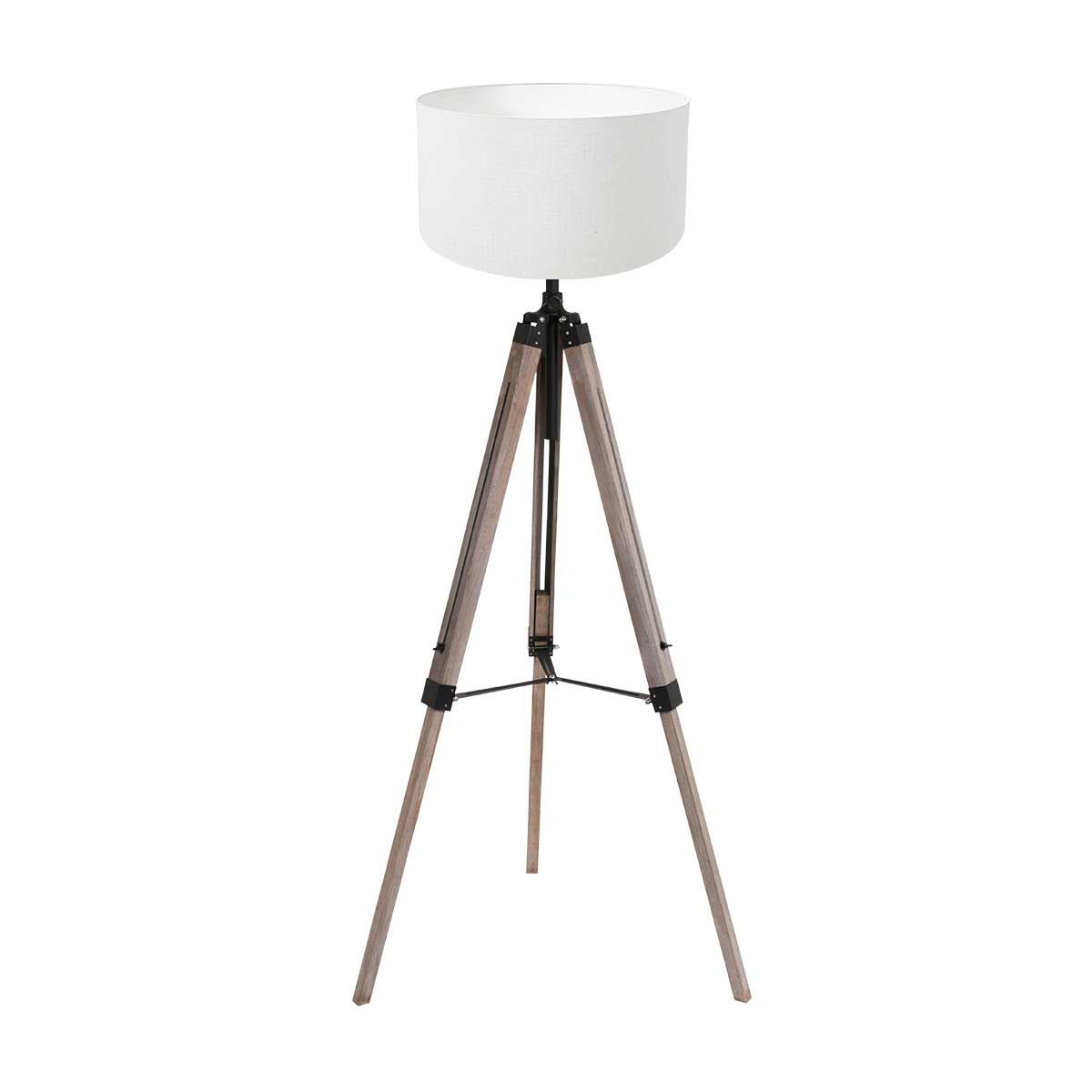 Vloerlamp Triek 4100ZW met wit linnen kap Ø40 cm