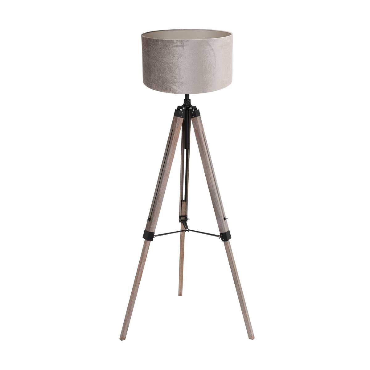 Vloerlamp Triek 4106ZW met grijze velours kap Ø40 cm