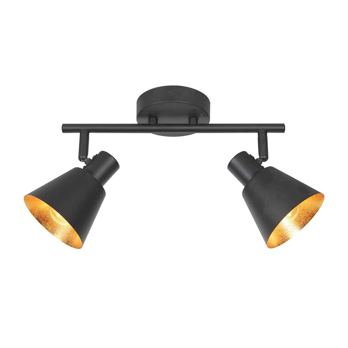 Black 2-light spotlight Oeroe 4114ZW with E14 fittings