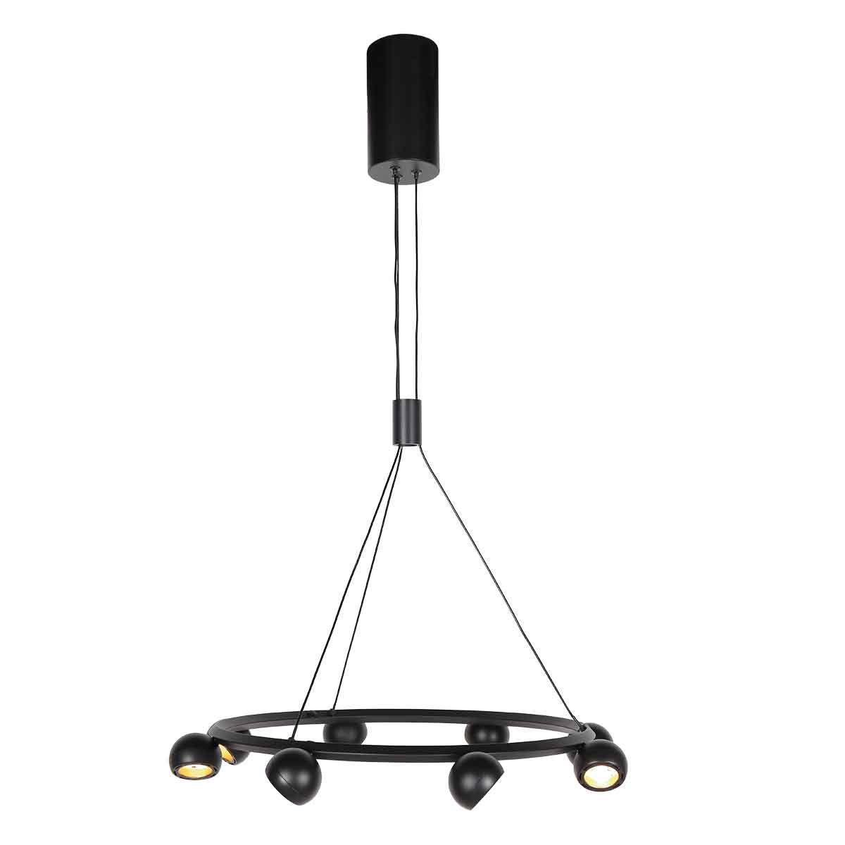 hanglamp Marcadore 4136ZW 8 Lichts zwarte ronde ø60 cm
