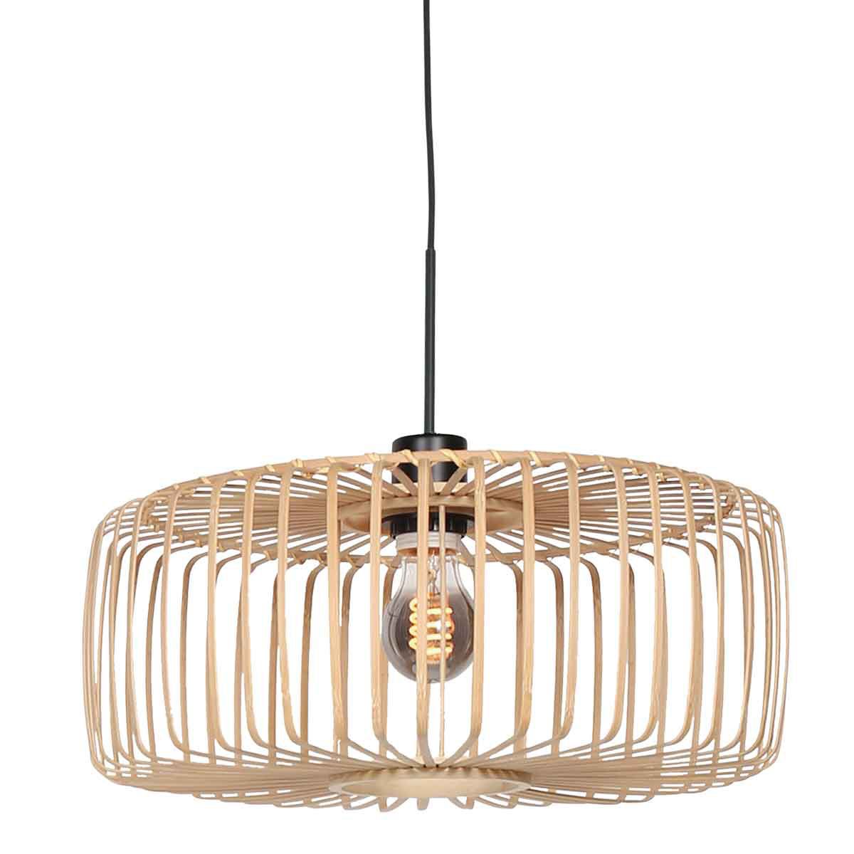 Hanglamp Breeza-Beach 4152ZW zwart met bamboe kap Ø50 cm