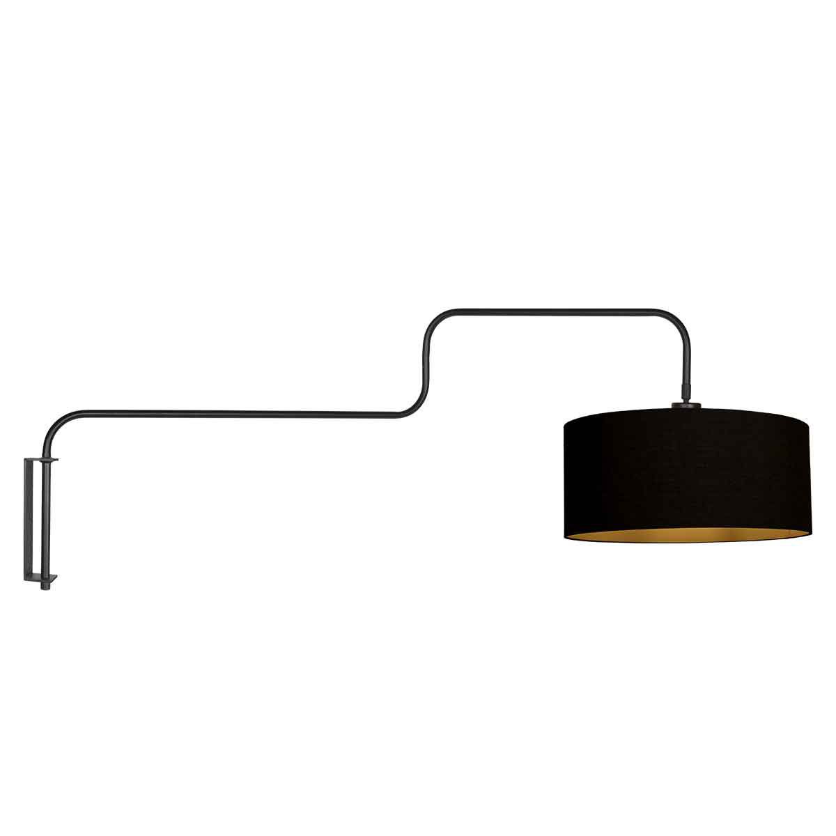 Wandlamp Bloeba 4172ZW zwart met zwart linnen kap