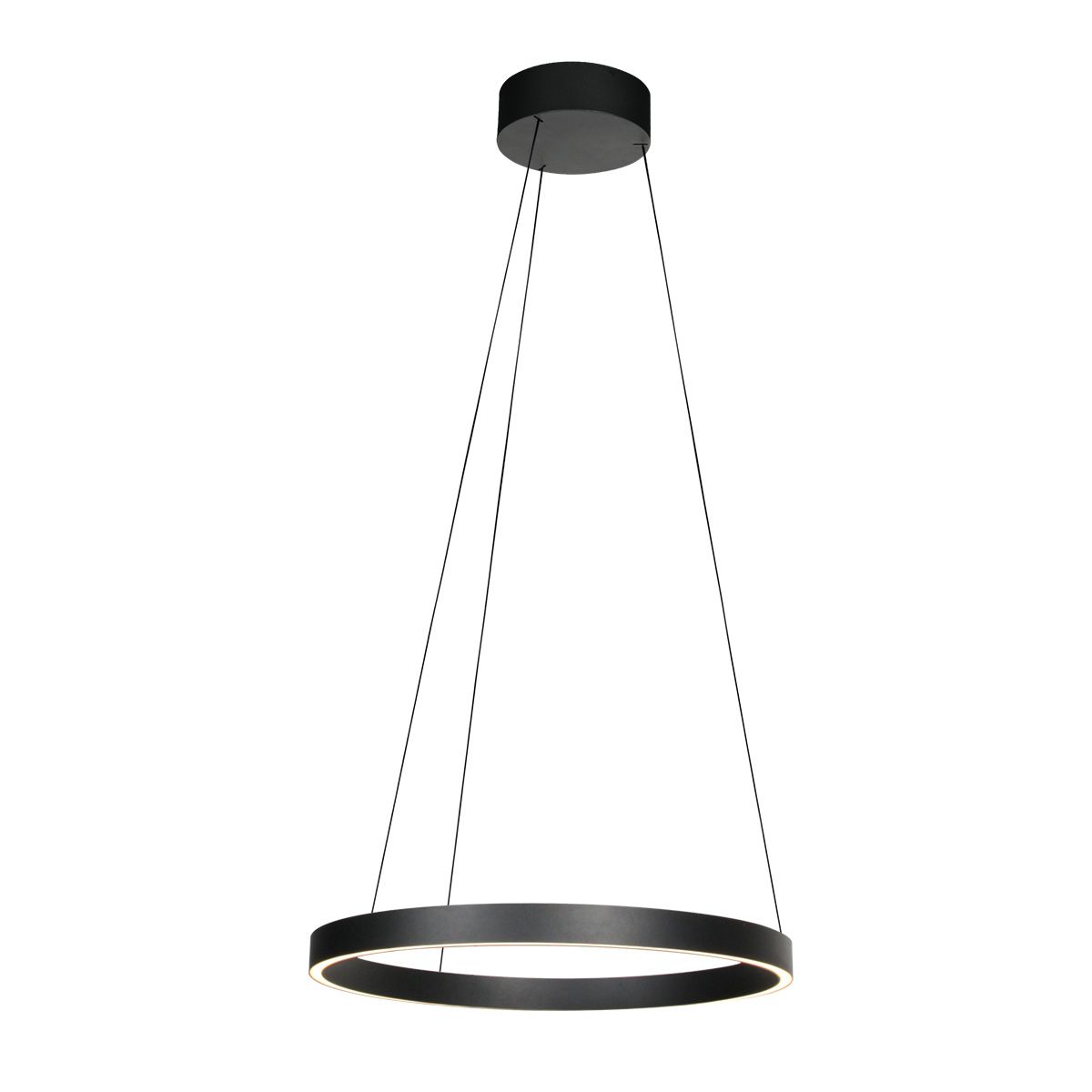 Ronde zwarte hanglamp Mykty 4203ZW – 60 cm diameter, in hoogte verstelbaar met Cable Lift, 7800 lumen
