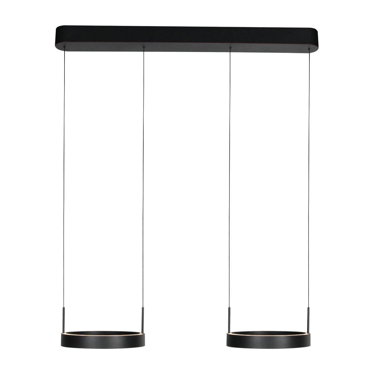 Zwarte hanglamp Mykty 4204ZW – Twee zwevende cirkels, individueel in hoogte verstelbaar, 6000 lumen, 2700K