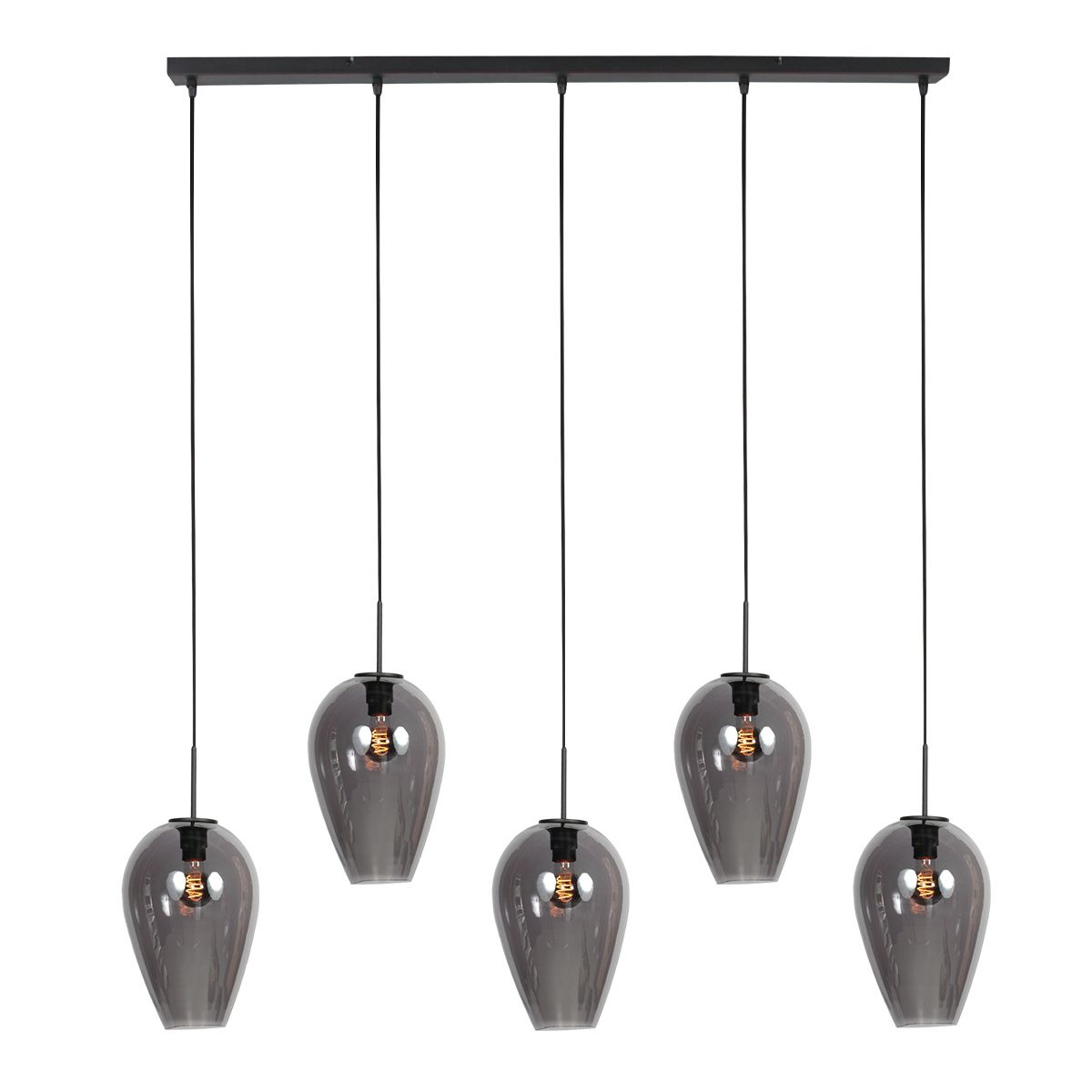 Hanglamp Drovia 4284ZW met smoke glazen, subtiel speels design