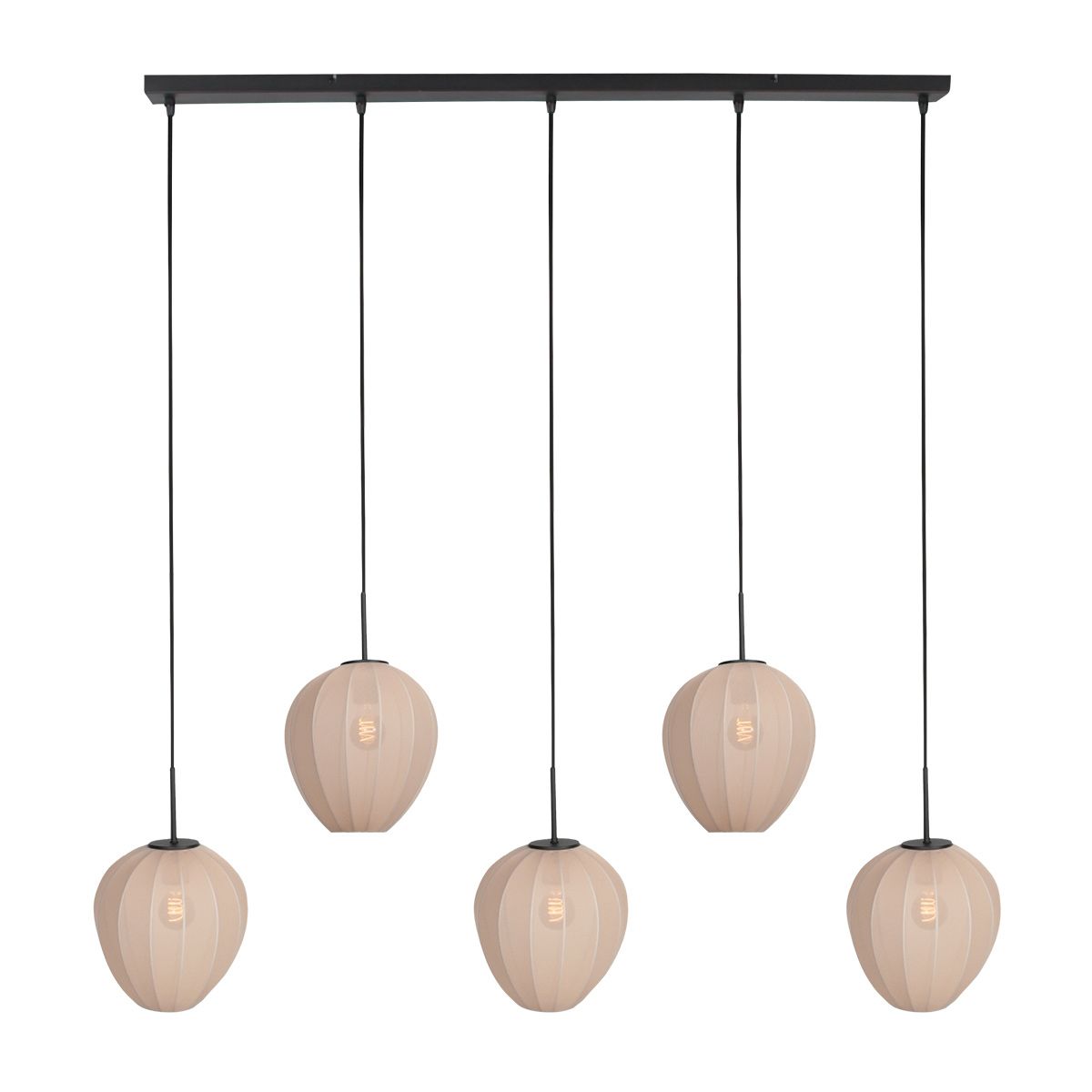 Hanglamp Silura 4288ZW – 5-lichts balk met linnen kapjes