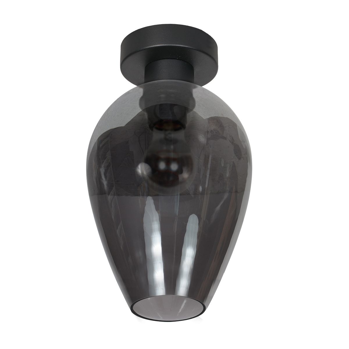 Plafondlamp Drovia 4371ZW met rookglas druppelvorm Ø22,5 cm