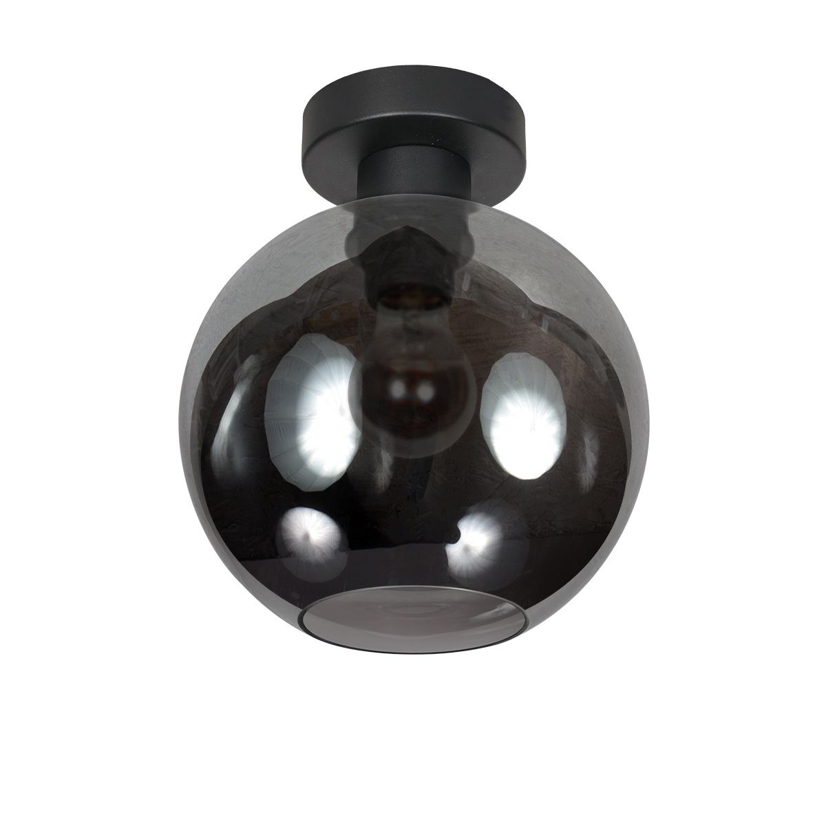 Plafondlamp Sferio 4374ZW met rookglas kap Ø20 cm