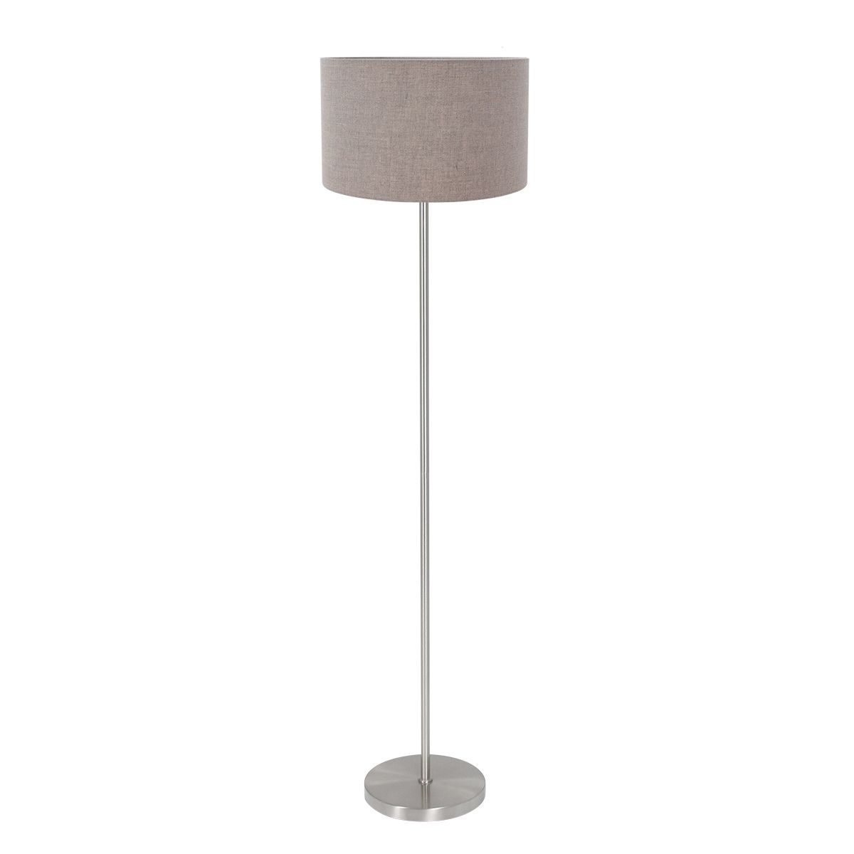 Vloerlamp Noor 4433ST – Geborsteld staal met taupe linnen kap