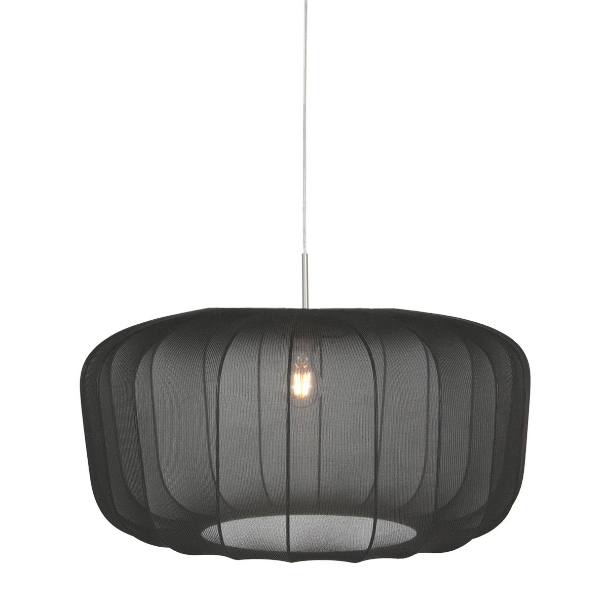 Hanglamp Vela Lino 4473ST staal met zwarte textiel kap Ø60 cm