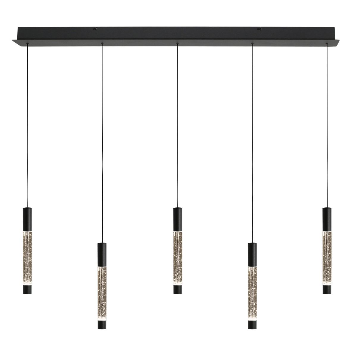 Hanglamp Alisio 4578ZW 5-lichts luxe glas in zwart