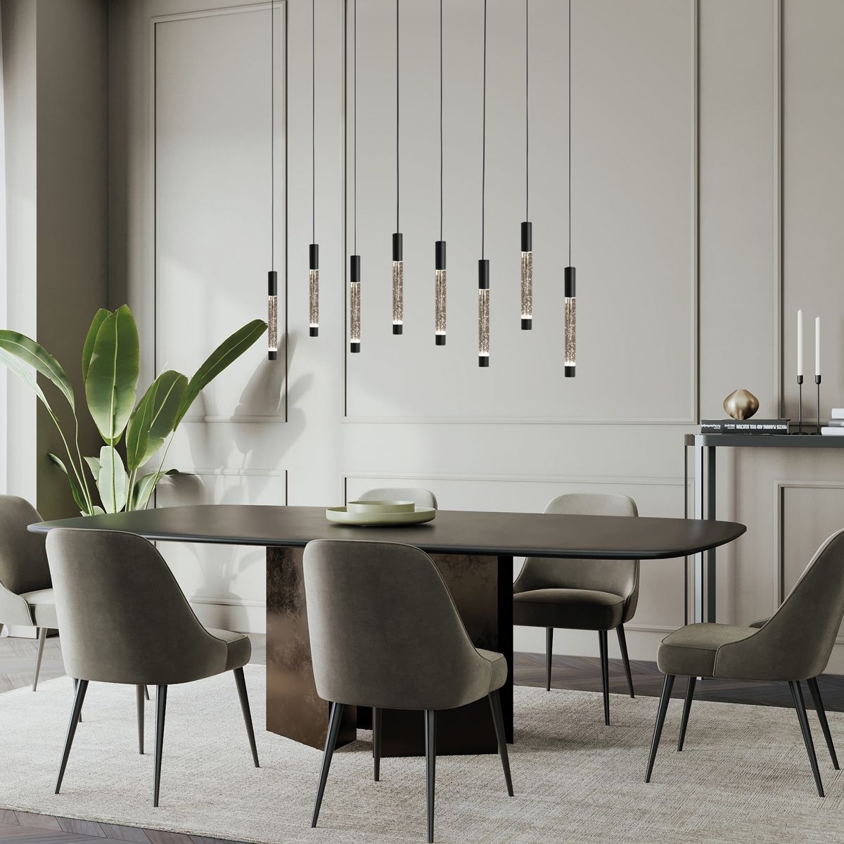 Hanglamp Alisio 4581ZW 8-lichts luxe glas in zwart