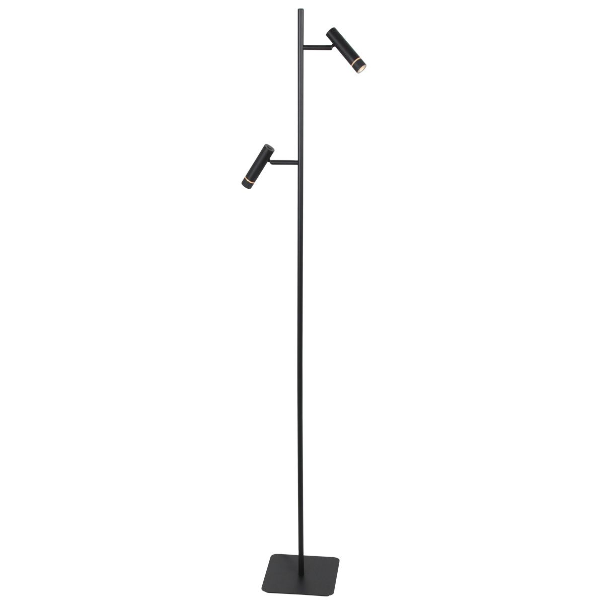 Vloerlamp Volari 4711ZW zwarte 2-lichts leeslamp met dim to warm LED