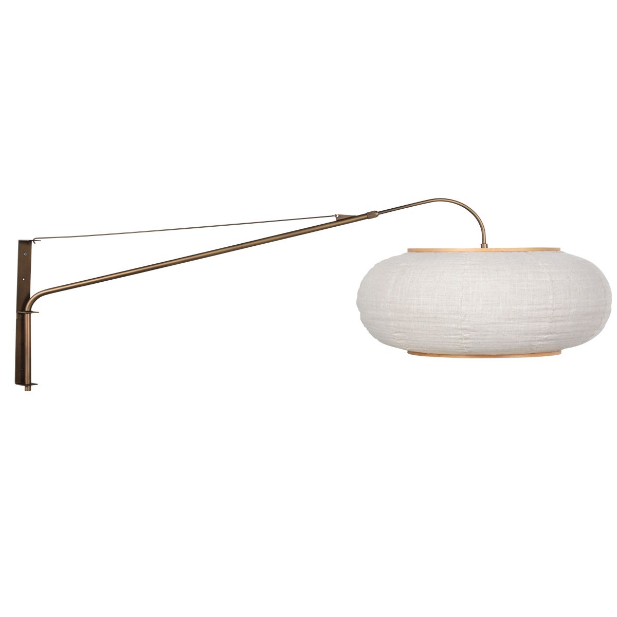 Wandlamp Silva Alba 4747BR brons met linnen kap Ø60 cm