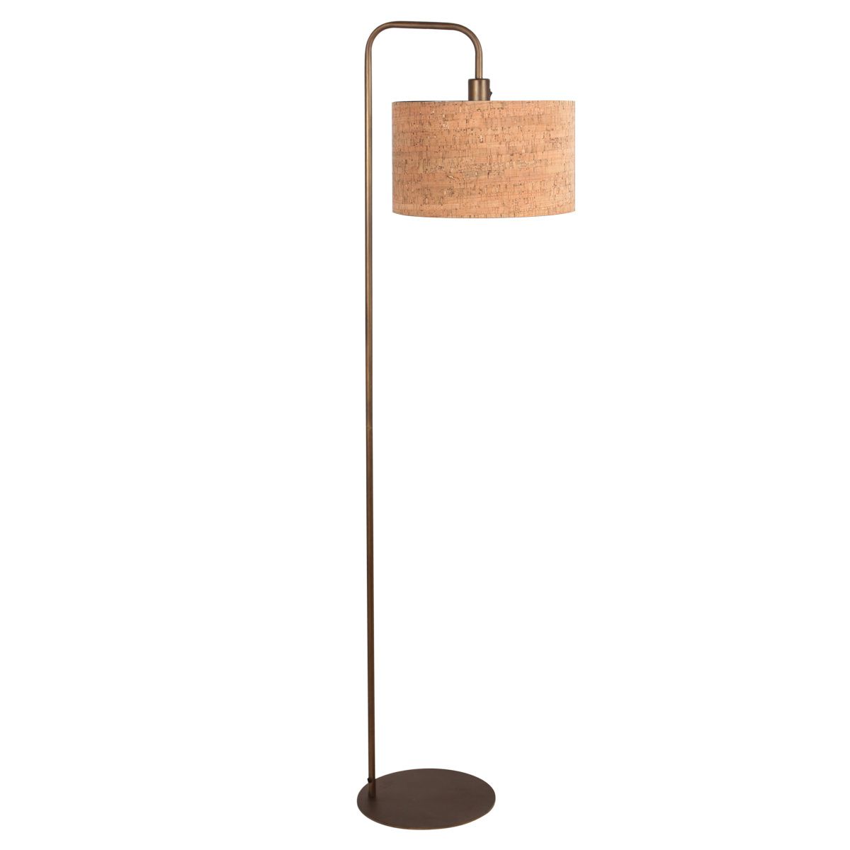 Vloerlamp Stang 4783BR, bronskleurige vloerlamp met kurk kap