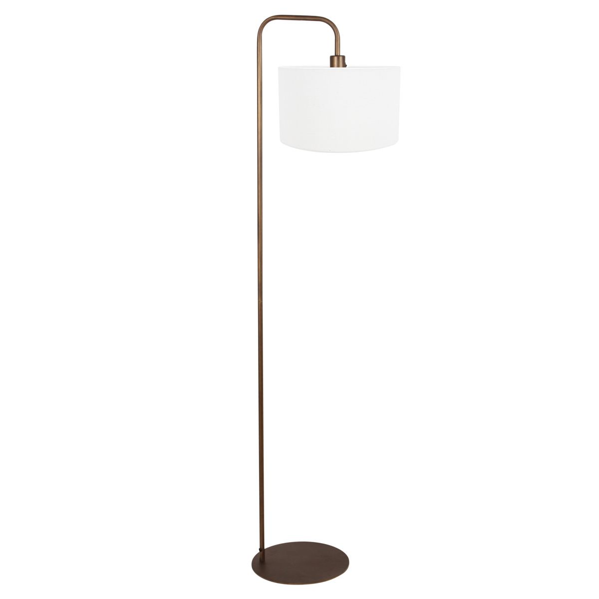 Vloerlamp Stang 4786BR bronskleurig met grof wit linnen kap