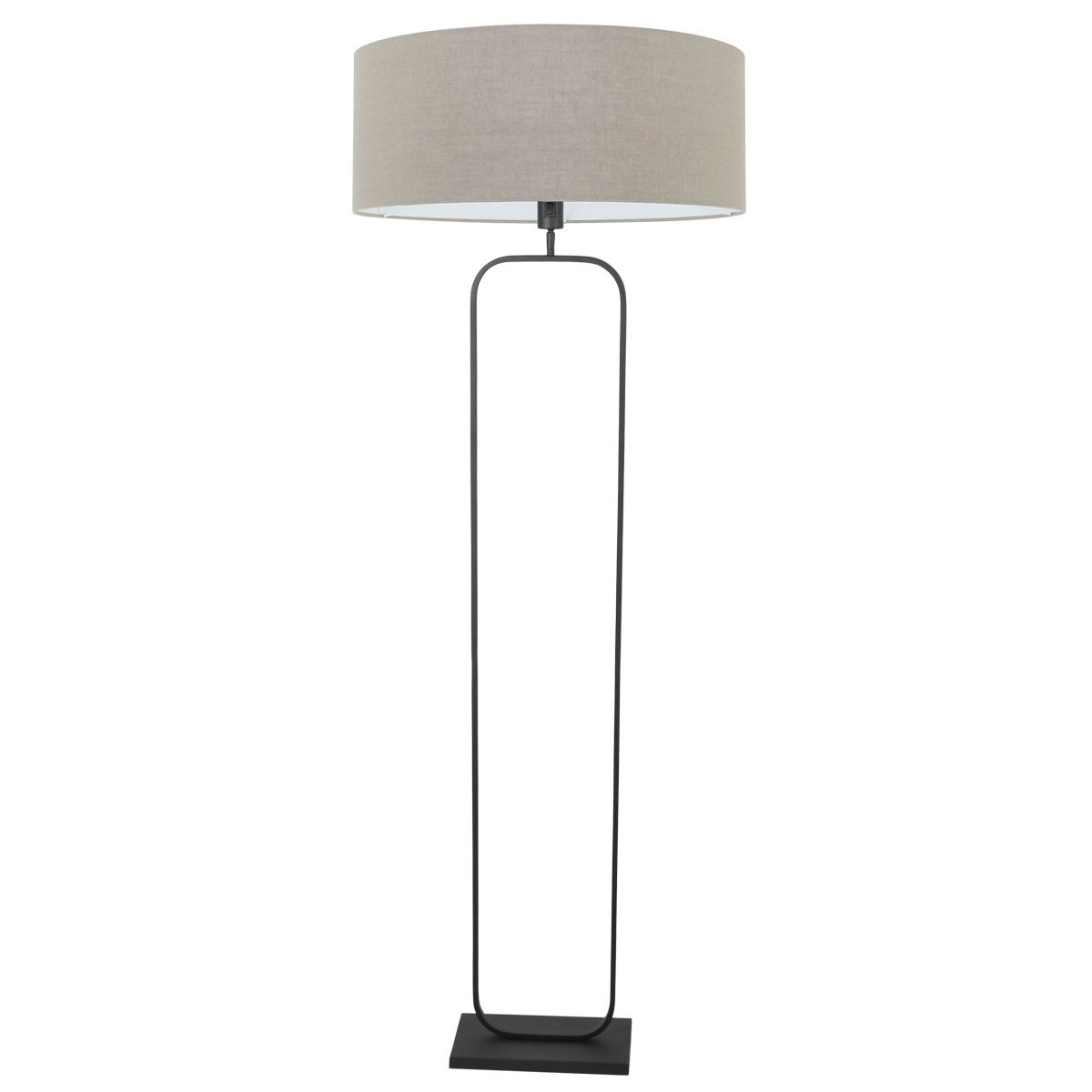 Vloerlamp Stang 4823ZW - zwart armatuur met grijs linnen kap