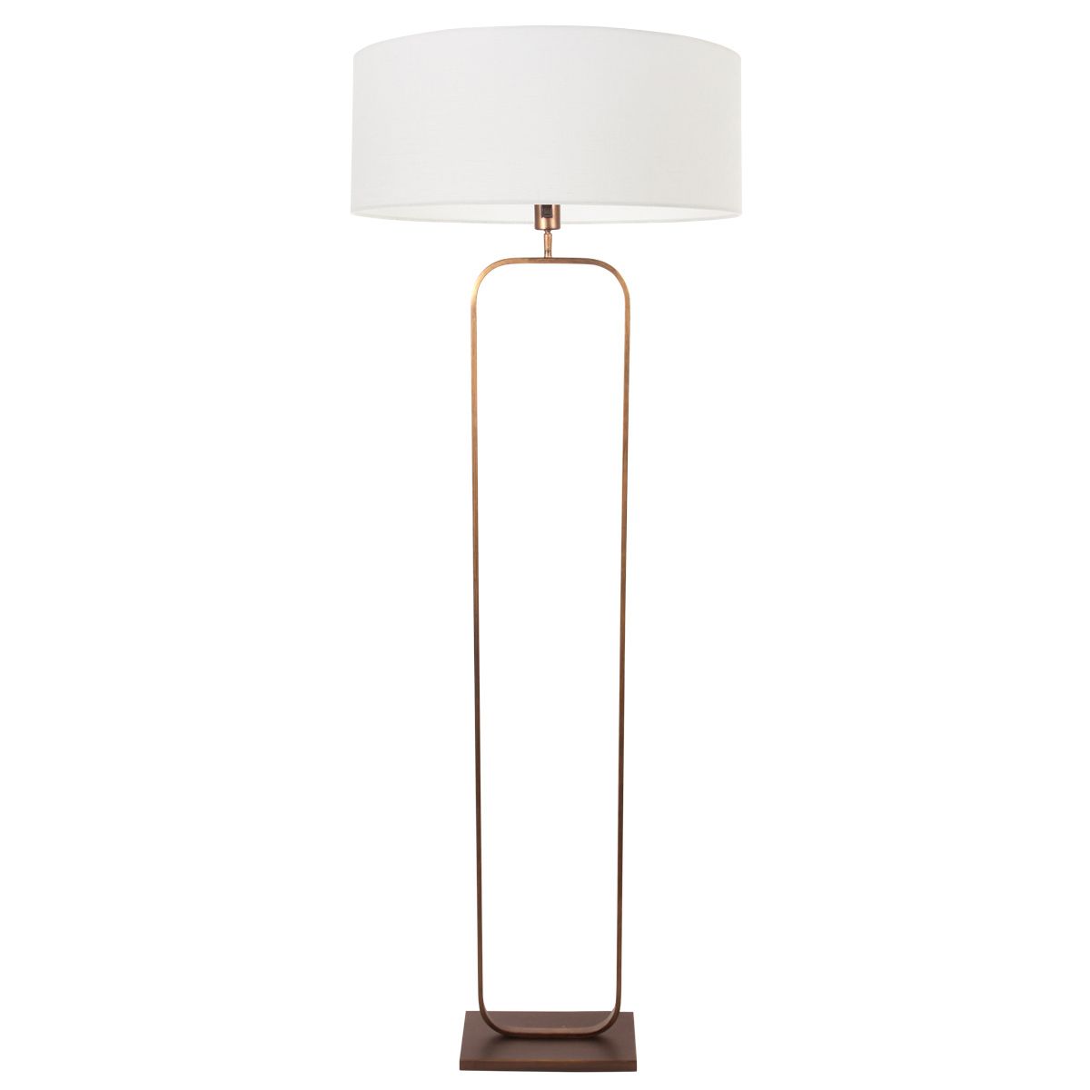 Vloerlamp Stang 4829BR - brons armatuur met wit linnen kap