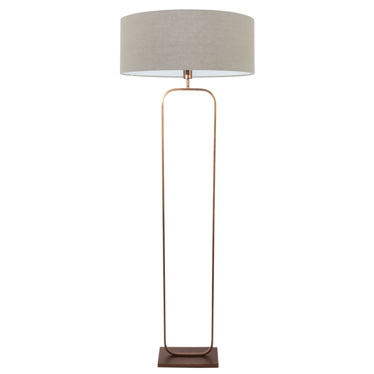Vloerlamp Stang 4830BR - brons armatuur met grijs linnen kap