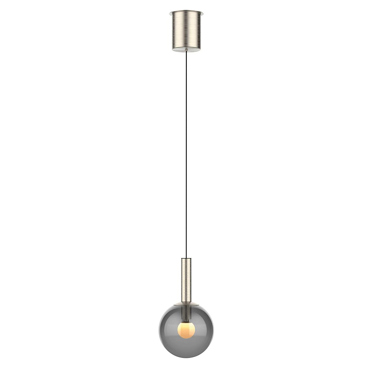 Stalen hanglamp Volari 4905ST met smoke glas en cable-lift
