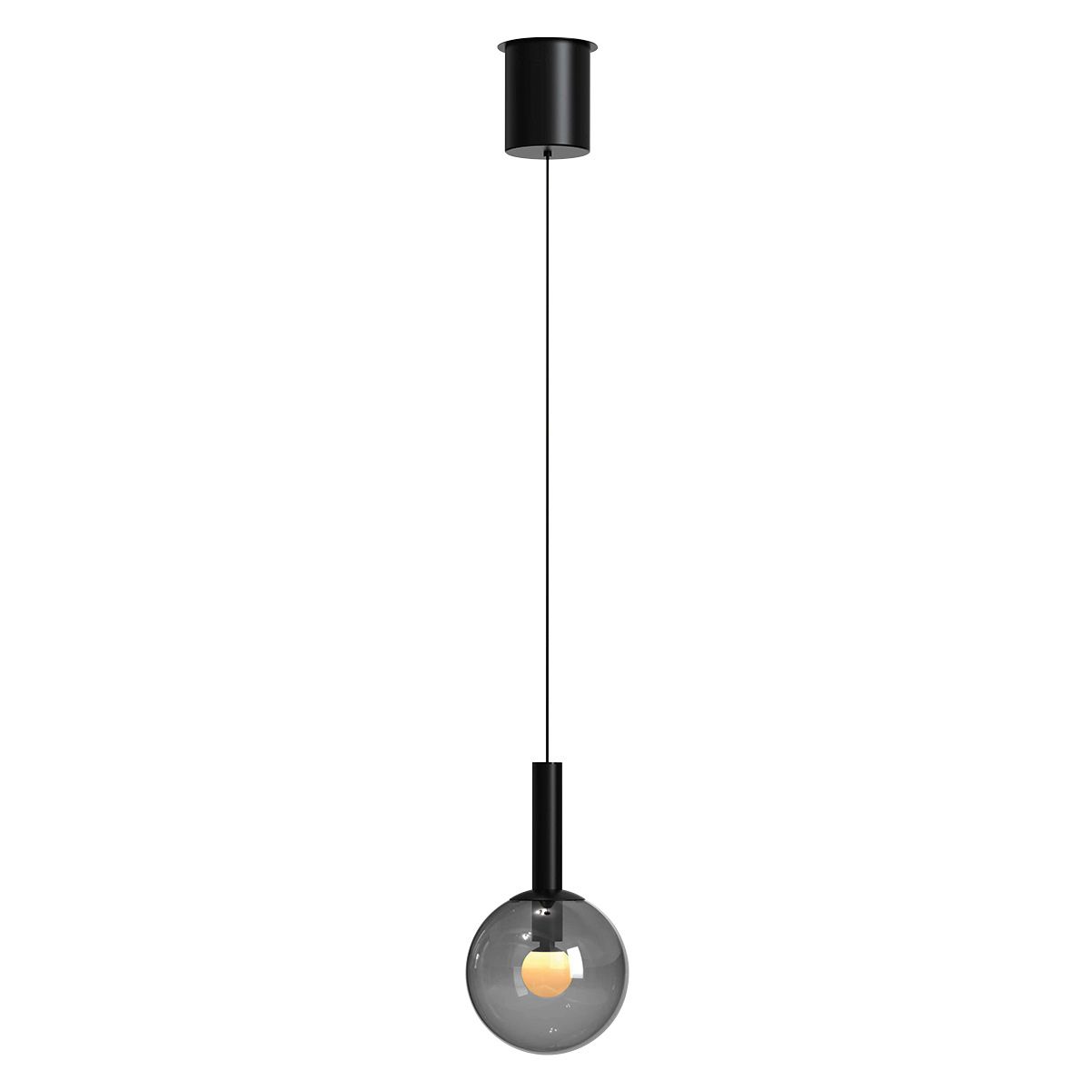 Zwarte hanglamp Volari 4905ZW met smoke glas en cable-lif