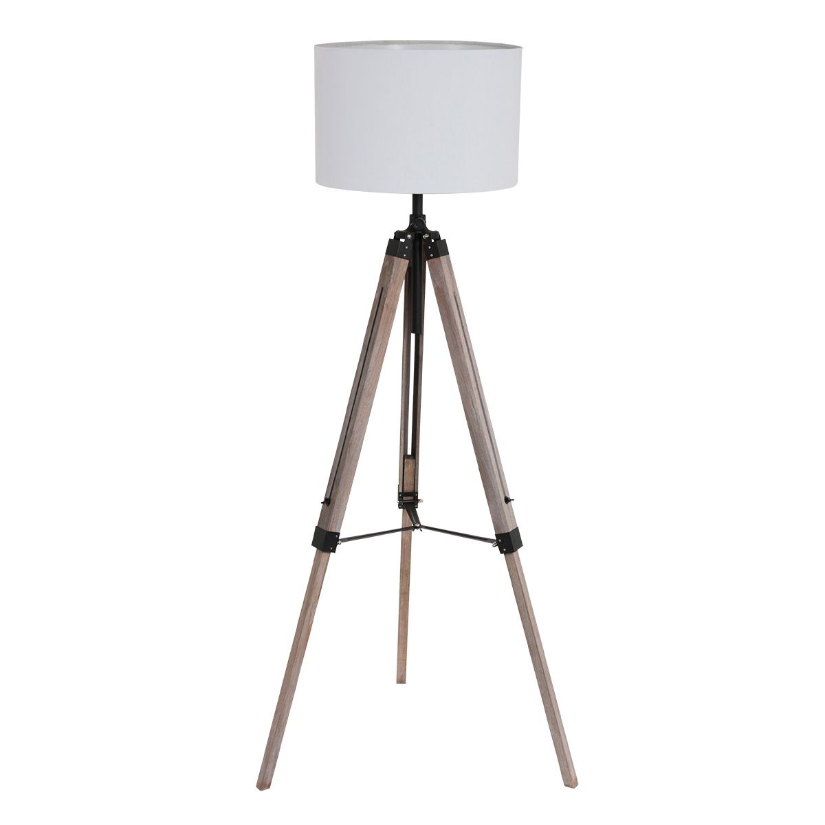 Vloerlamp Triek 7176ZW met grof witte linnen kap Ø40 cm