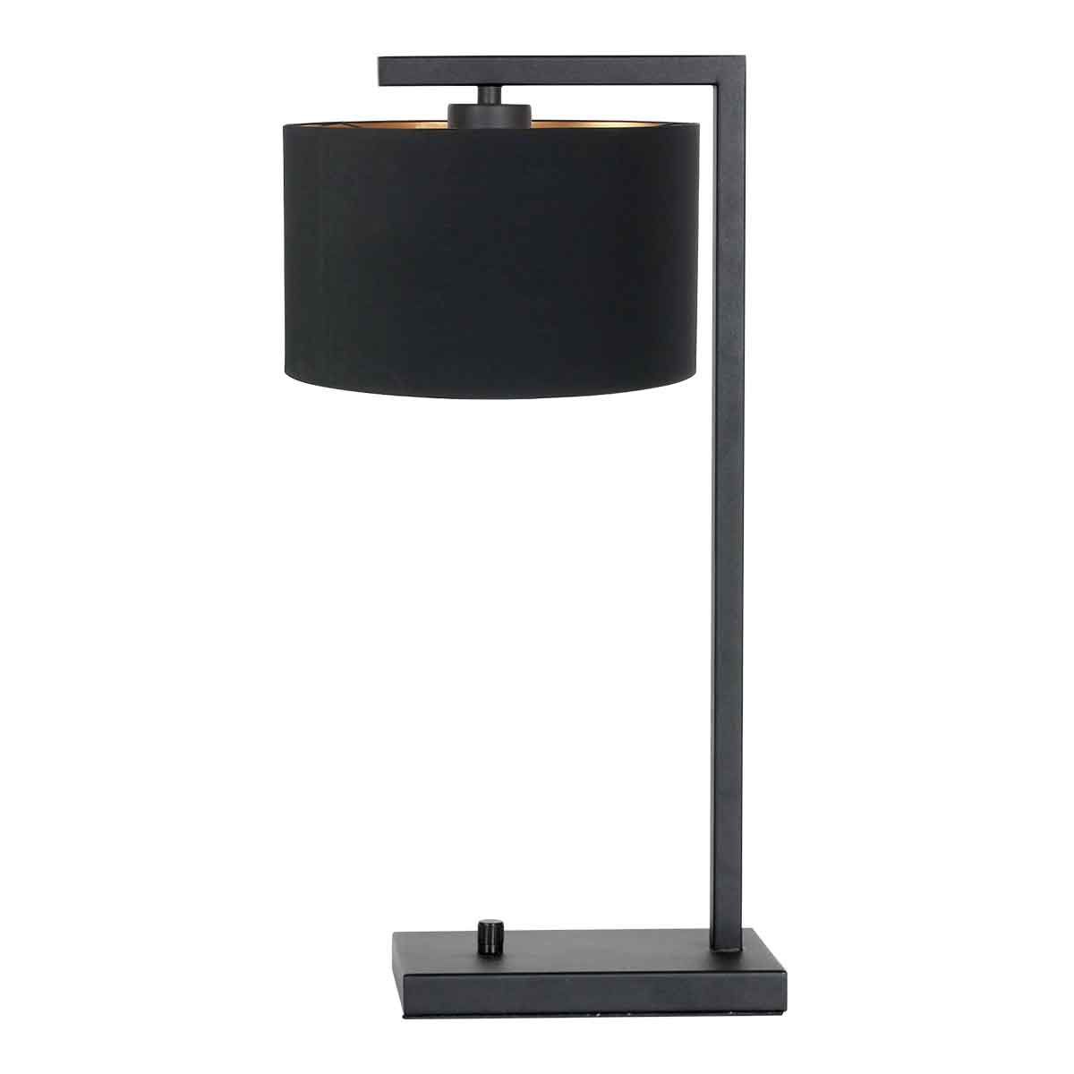 Zwarte tafellamp Stang 7195ZW met zwart linnen kap