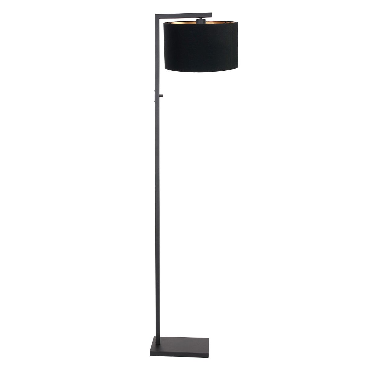 Zwarte vloerlamp Stang 7196ZW met schakelaar en zwart linnen kap