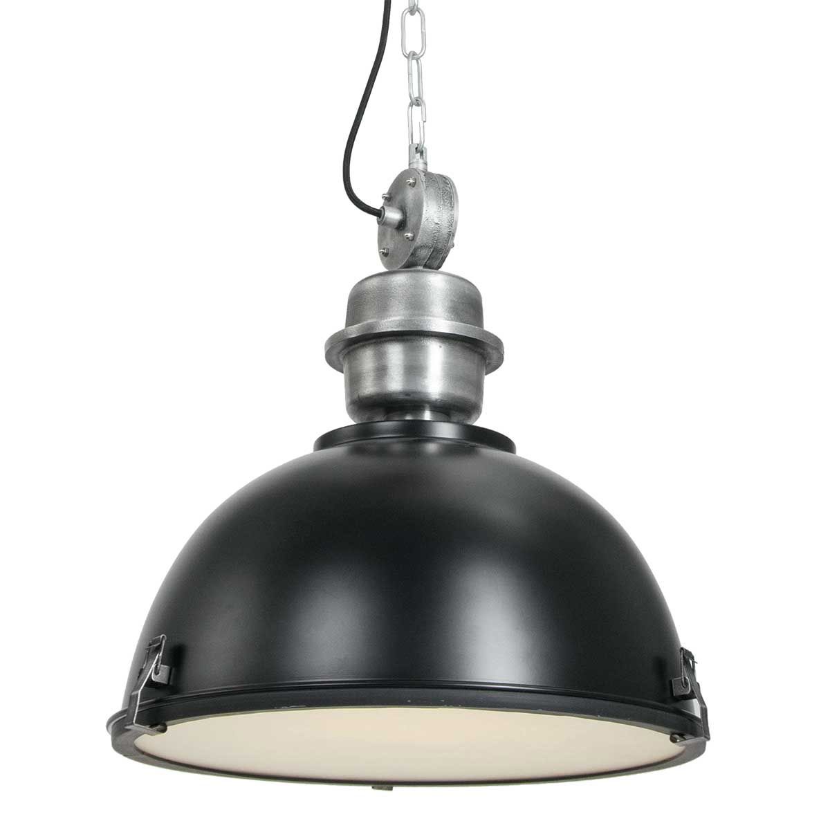 Hanglamp Bikkel 7586ZW zwarte industriële lamp van staal