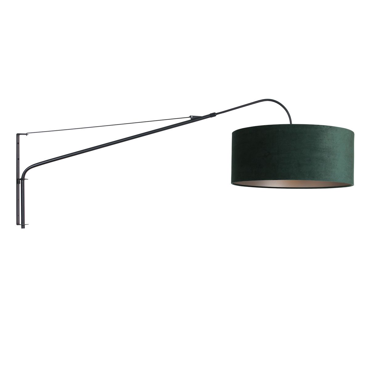 Wandlamp Elegant Classy 8133ZW zwart met groen velours kap Ø50 cm