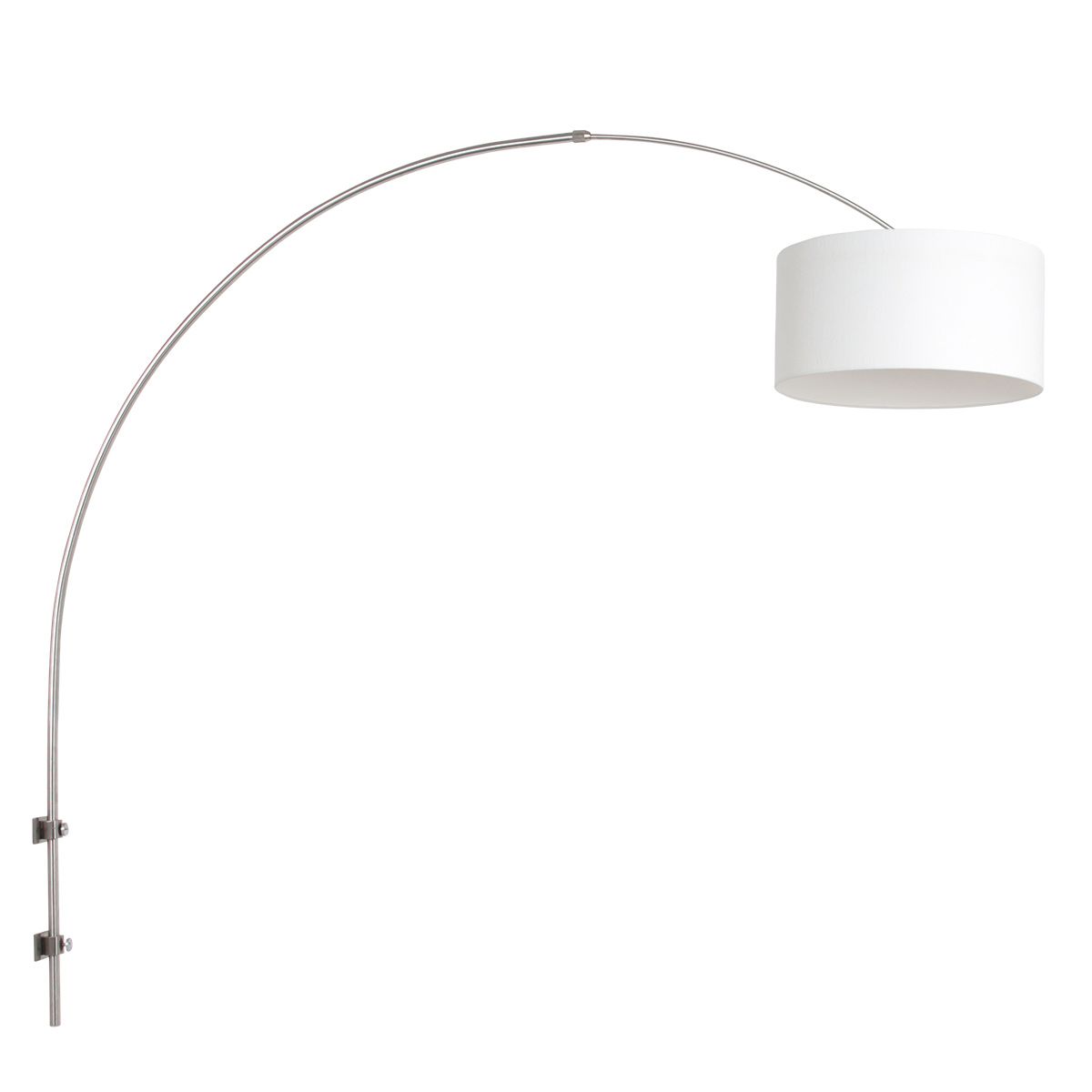 Boog wandlamp Sparkled Light 8144ST staal met grof wit linnen kap