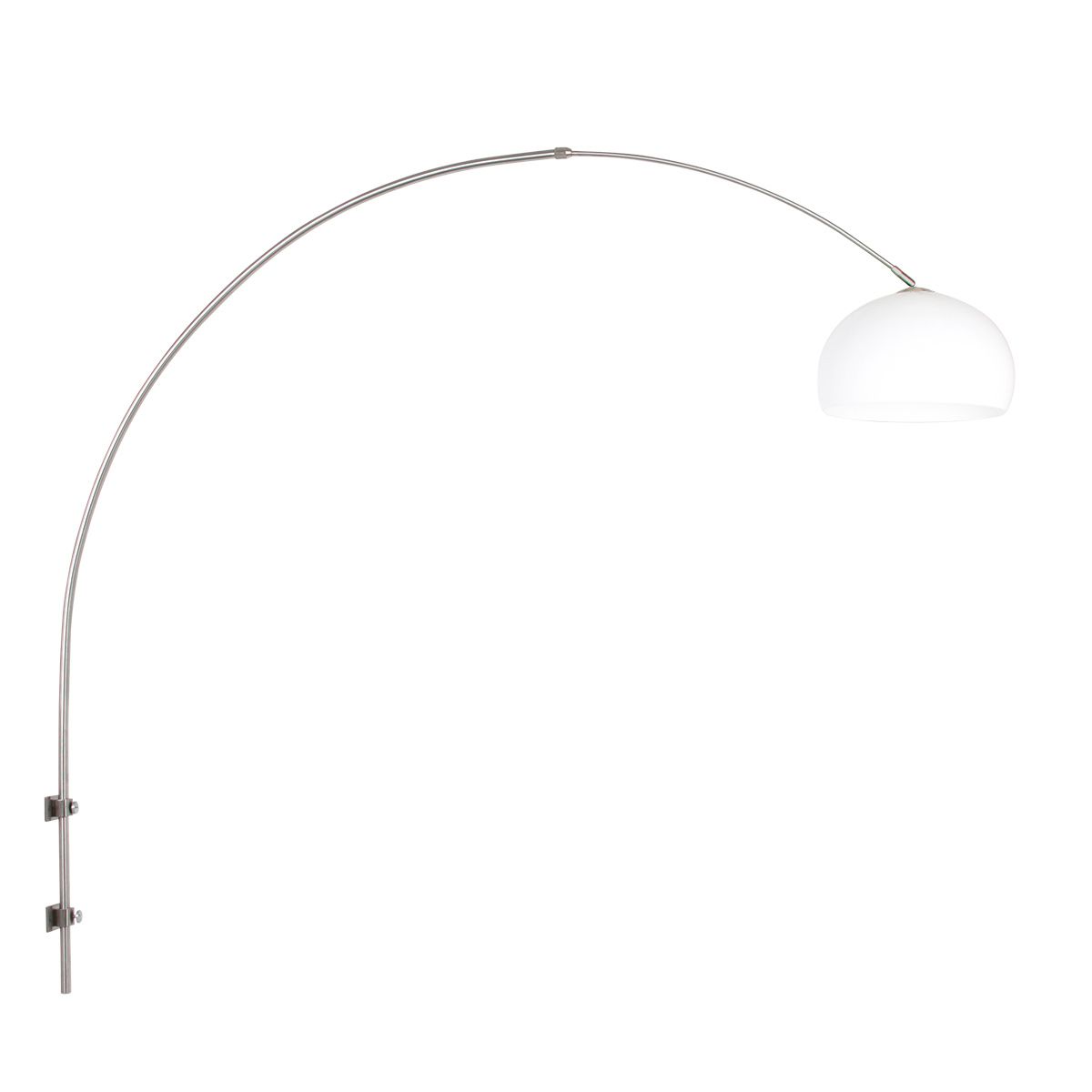 Boog wandlamp Sparkled Light 8200ST staal met witte kunststof bol kap