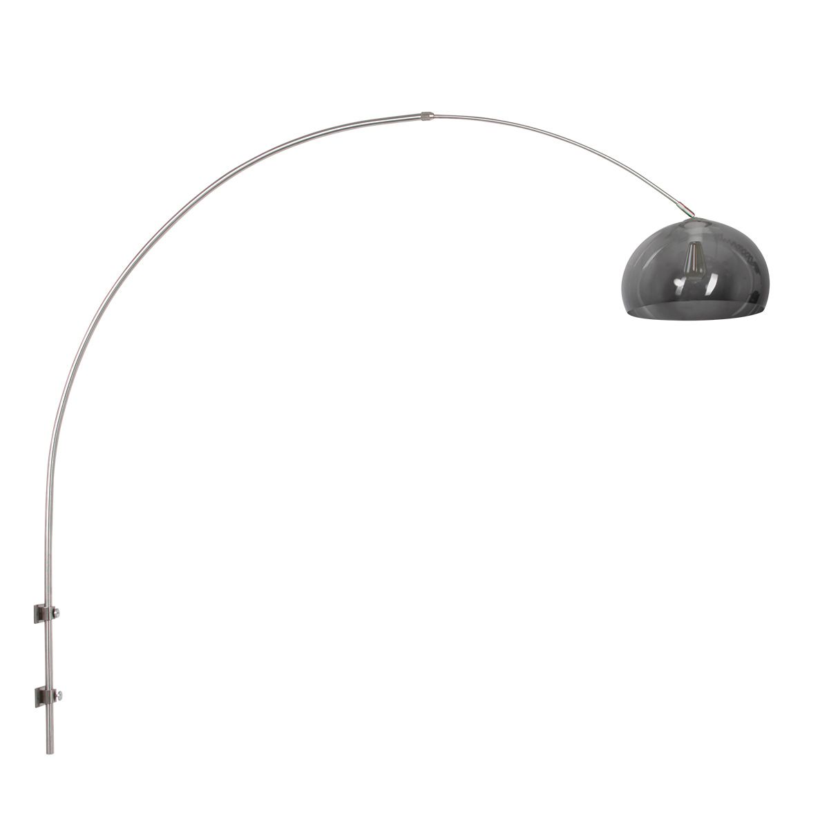 Boog wandlamp Sparkled Light 8201ST staal met transparant grijze kunststof kap
