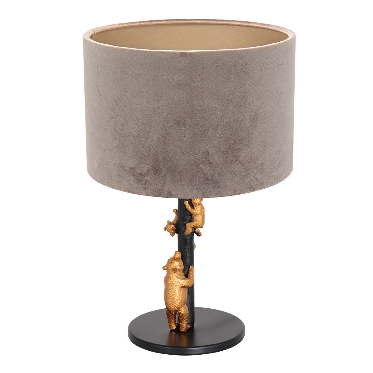 Tafellamp Animaux 8234ZW - stijlvol accent grijze velours kap