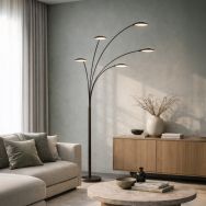 Modern 5-light floor lamp 1327CA – Cacao colored LED arc lamp with dimming function