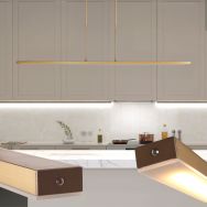 Pendant lamp Zelena 1482GO golden LED light with adjustable brightness